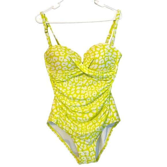 Calvin Klein LIGHT YELLOW LEOPARD Tummy-Control One-Piece Swimsuit Size 14 NEW - Picture 10 of 10